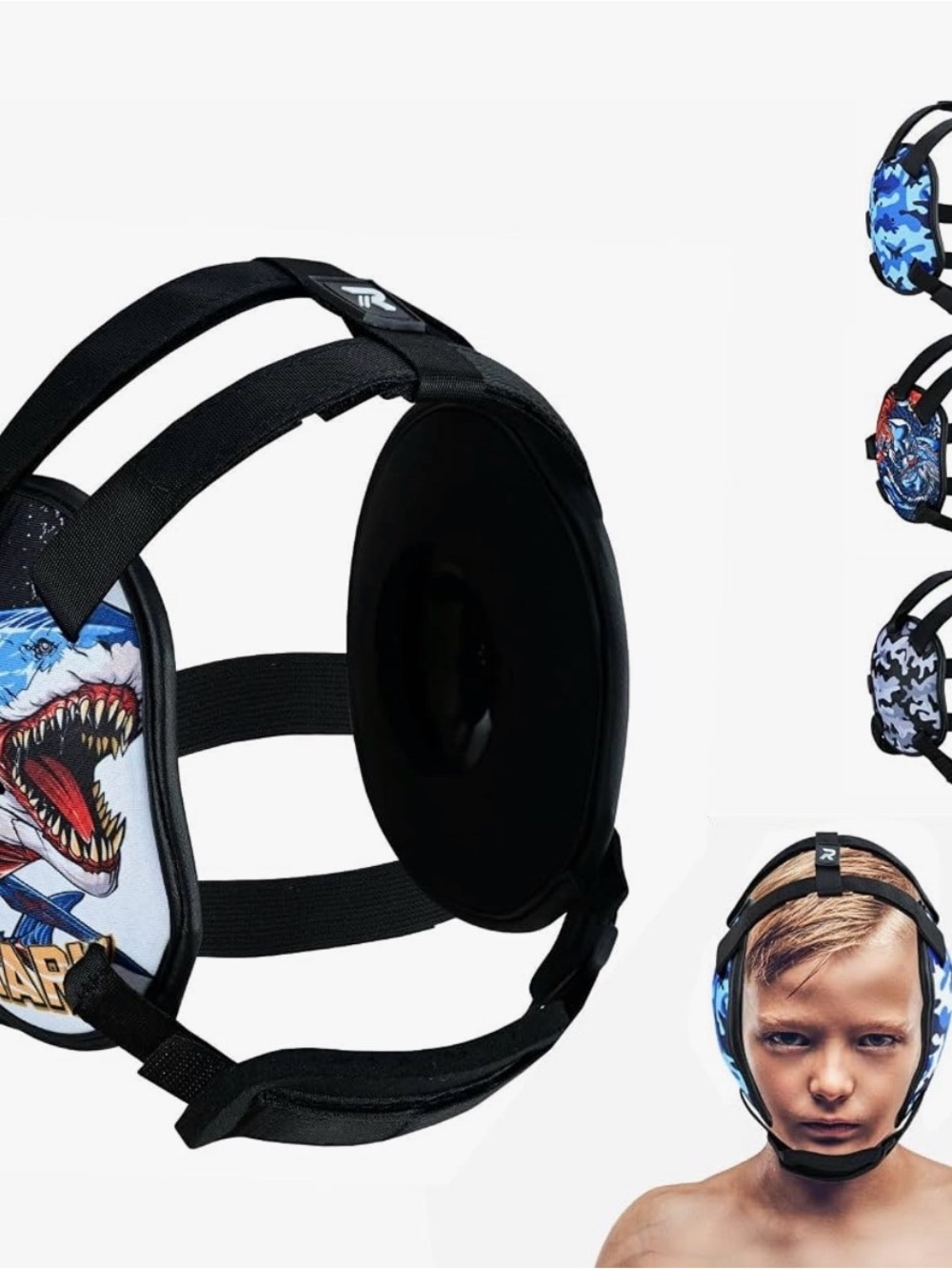 Roar Kids Blue Shark Print wrestling Headgear.   C3